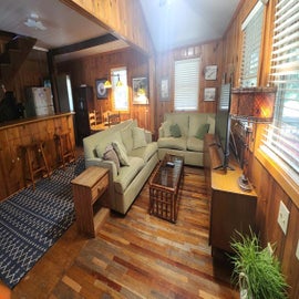 Living Area with TV, First Floor with Screened Porch Access